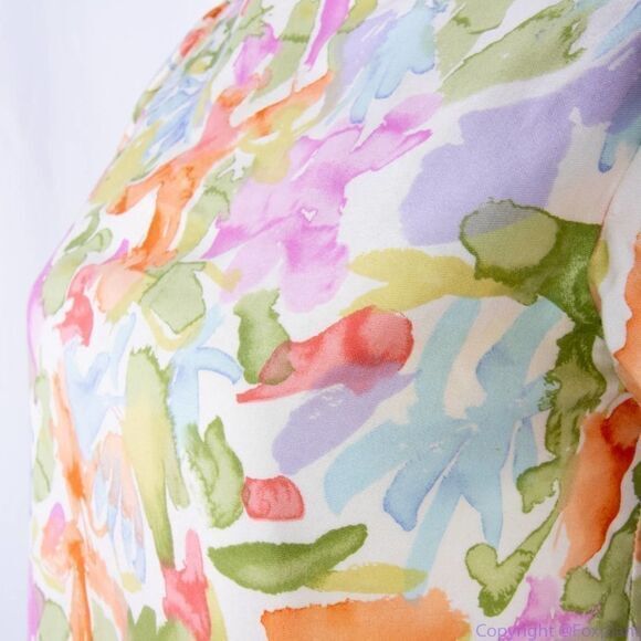 Vintage Sylvia Whyte for Saks Fifth Avenue multicolor floral print dress size 14 - Picture 11 of 16